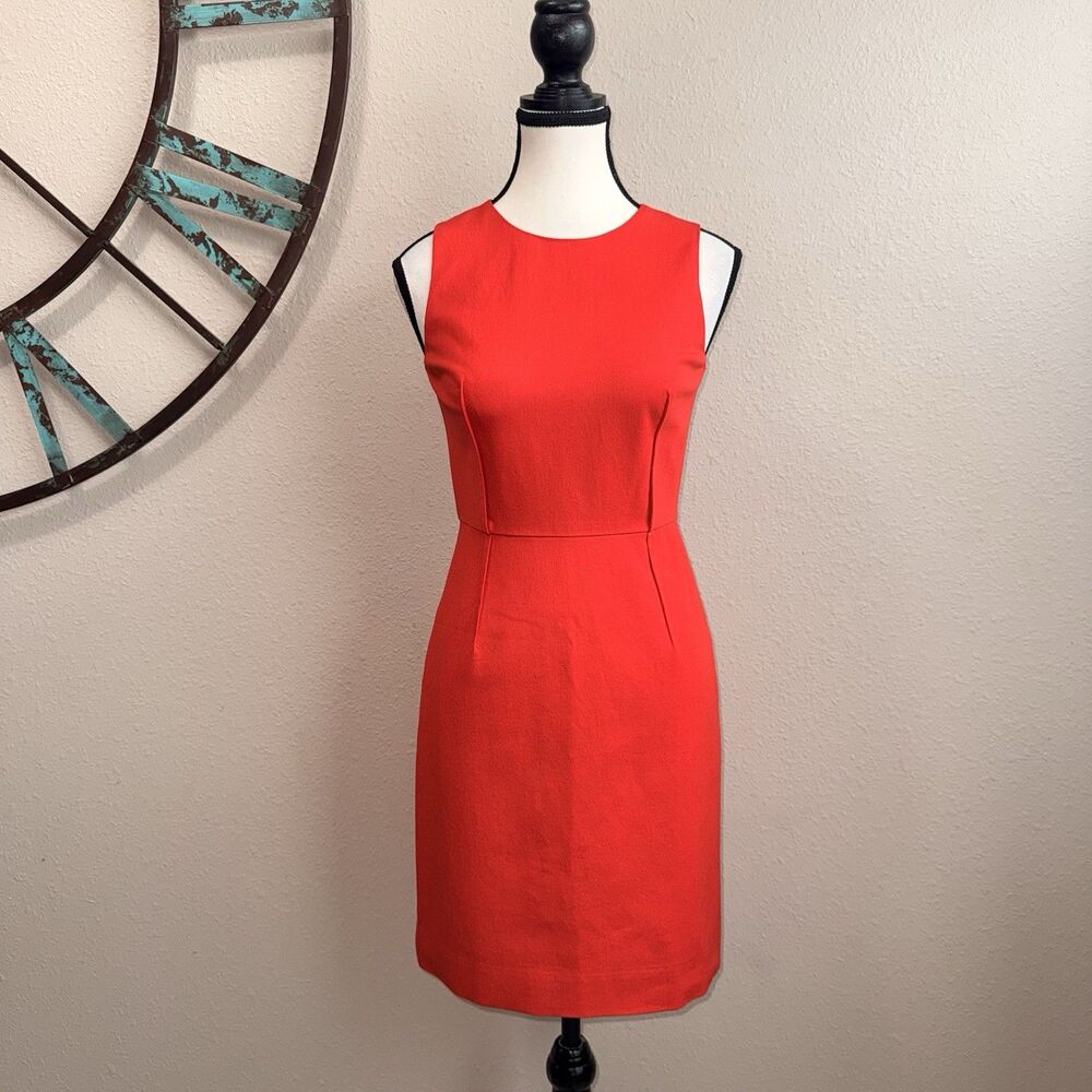 J. Crew Petite Dress 2P Red Sleeveless Lined Sheath Office Business Workwear